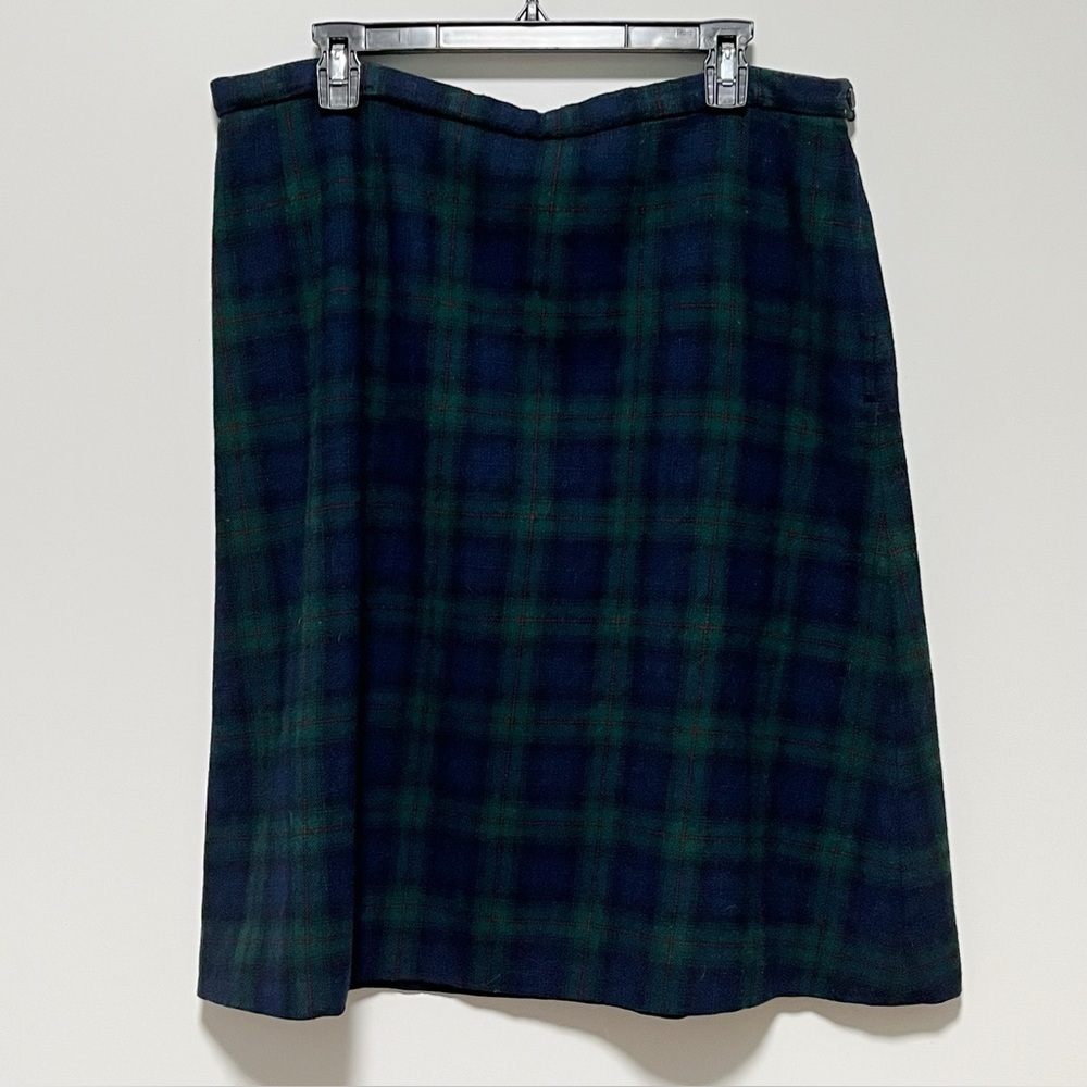 Pendleton vintage chic BLACK WATCH virgin Wool tartan Plaid classic pencil Skirt